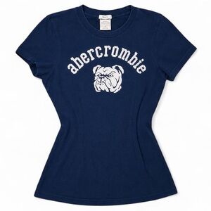 vintage y2k Abercrombie & Fitch navy blue bulldog tee